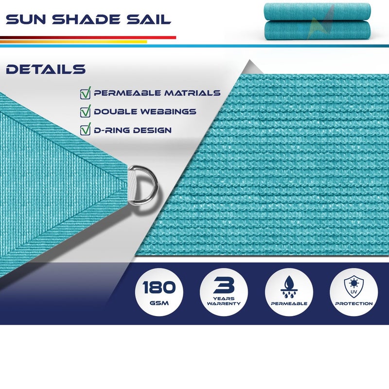 Windscreen4less 20' x 20' x 20' Sun Shade Sail Triangle Outdoor Canopy Cover UV Block for Backyard Porch Pergola Deck Garden Patio (Turquoise) - Image 3